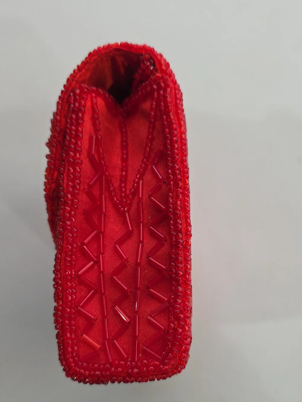Bijoux Terner Red Beaded Evening Shoulder Bag